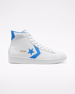 Zapatillas Altas Converse OG Pro Leather Para Hombre - Blancas/Blancas/Azules | Spain-8950